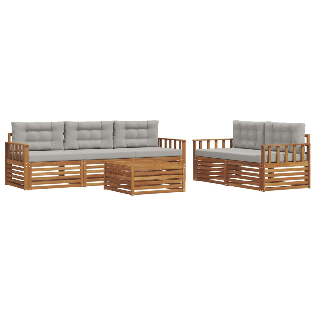 Outdoor-Sofagarnitur mit Kissen 6 pcs Natürlich und Hellgrau