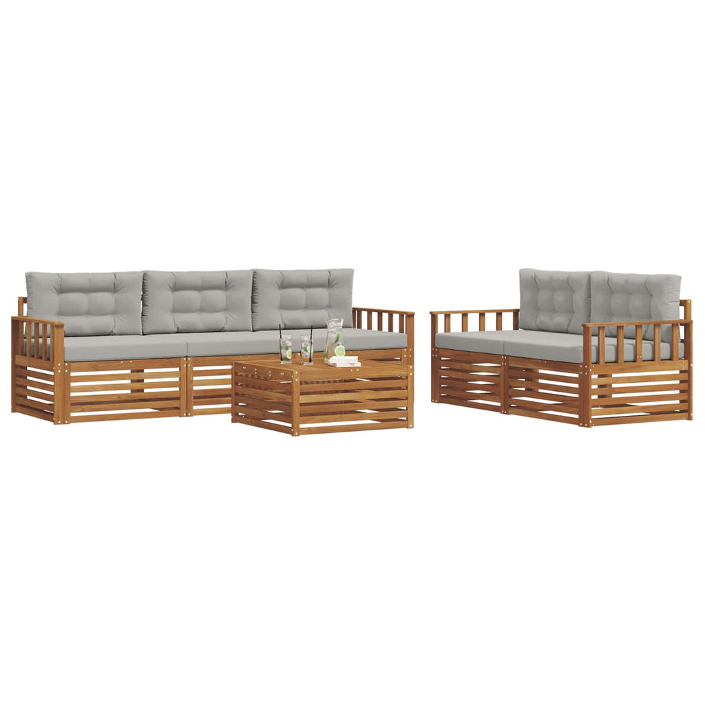 Outdoor-Sofagarnitur mit Kissen 6 pcs Natürlich und Hellgrau