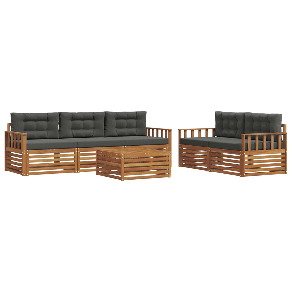 Outdoor-Sofagarnitur mit Kissen 6 pcs Natur und Anthrazit