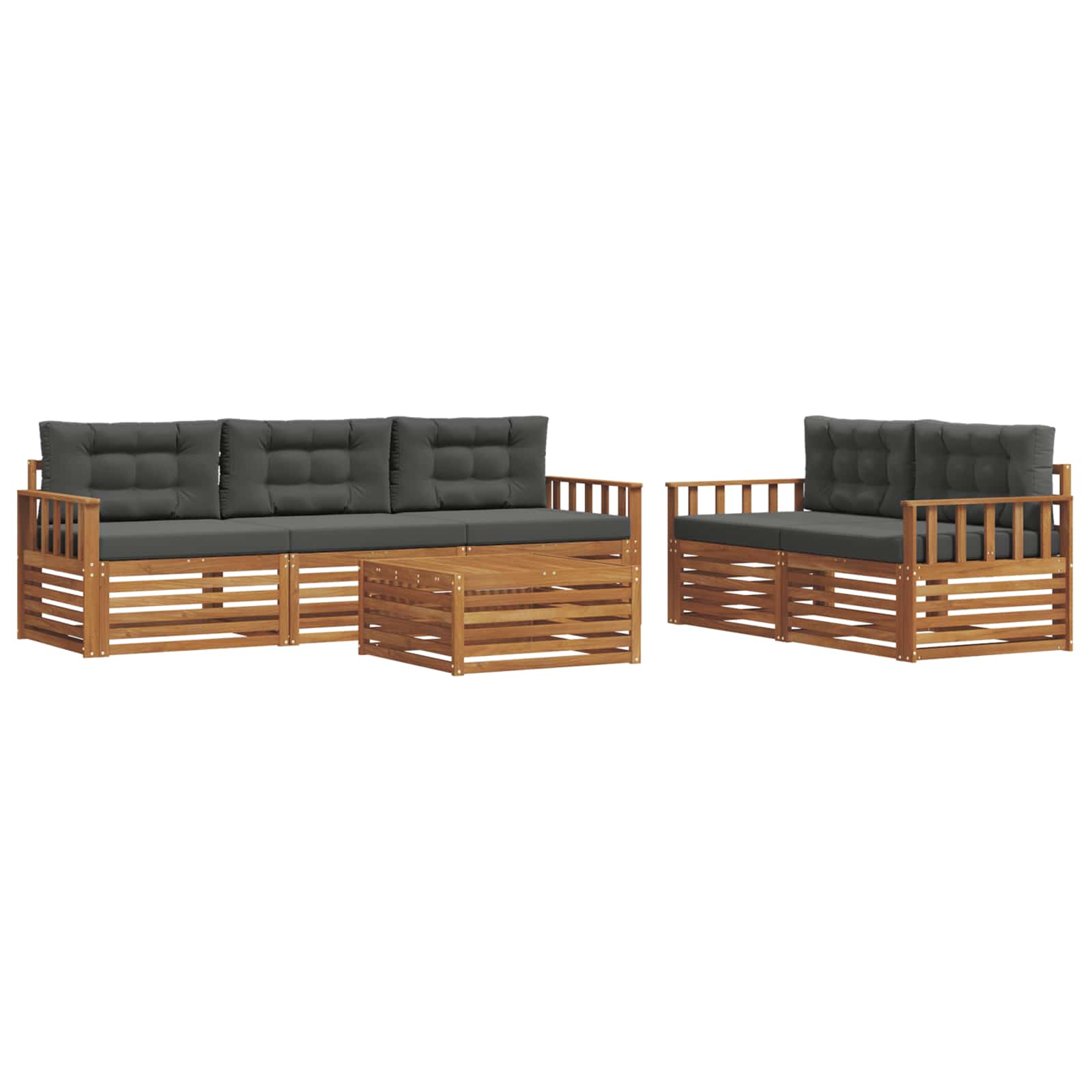 Outdoor-Sofagarnitur mit Kissen 6 pcs Natur und Anthrazit