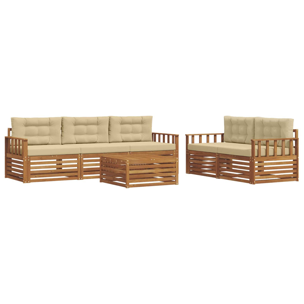 Outdoor-Sofagarnitur mit Kissen 6 pcs Natur und Beige