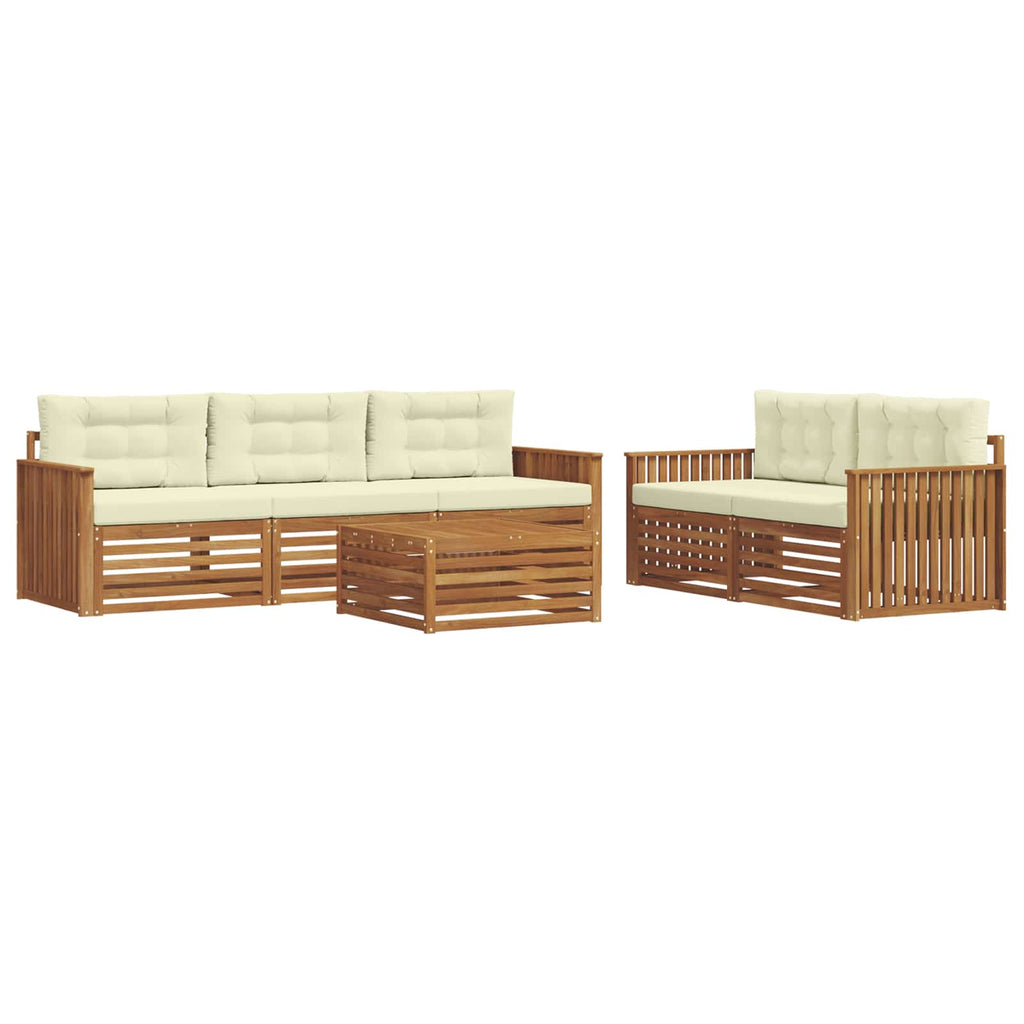 Outdoor-Sofagarnitur mit Kissen 6 pcs Natur und Creme
