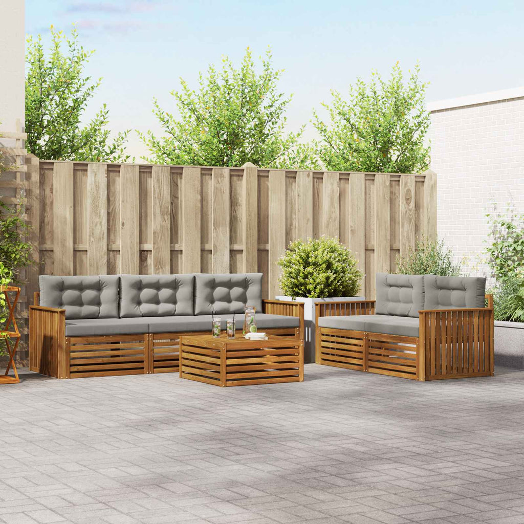 Outdoor-Sofagarnitur mit Kissen 6 pcs Natürlich und Hellgrau