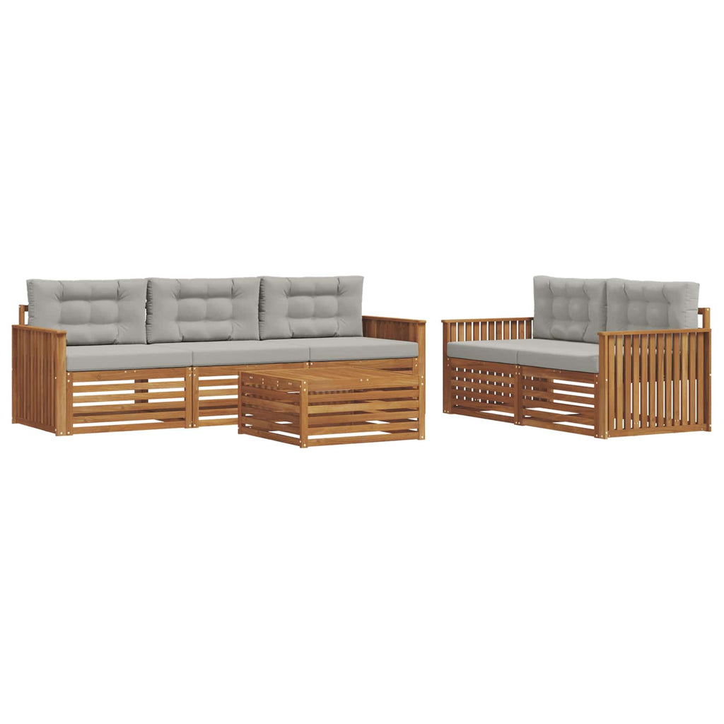Outdoor-Sofagarnitur mit Kissen 6 pcs Natürlich und Hellgrau