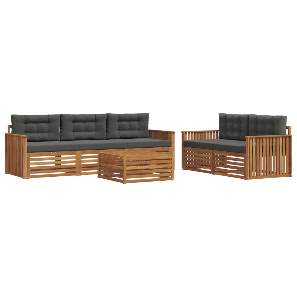 Outdoor-Sofagarnitur mit Kissen 6 pcs Natur und Anthrazit