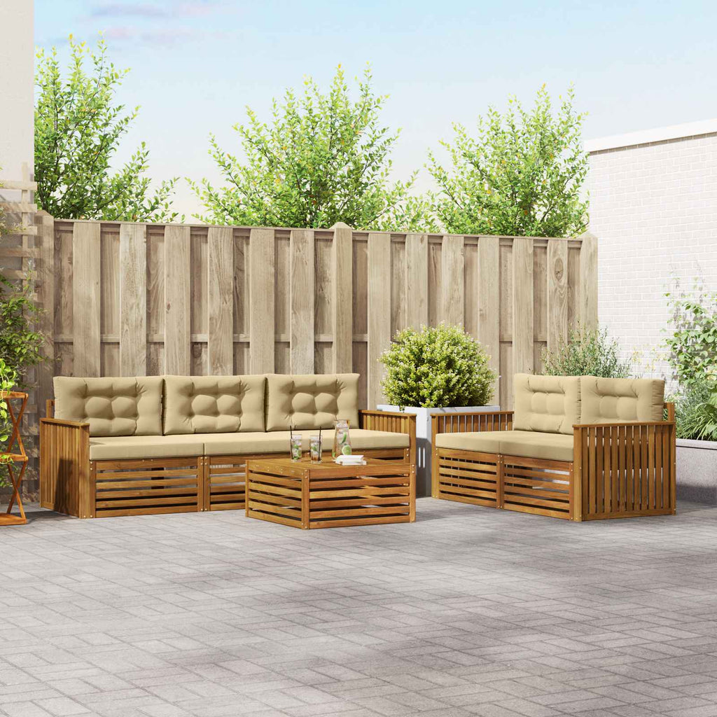 Outdoor-Sofagarnitur mit Kissen 6 pcs Natur und Beige