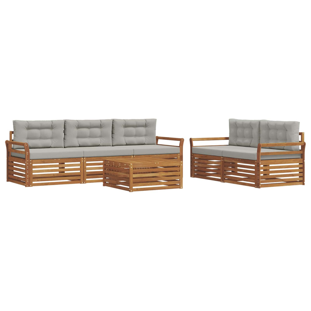 Outdoor-Sofagarnitur mit Kissen 6 pcs Natürlich und Hellgrau