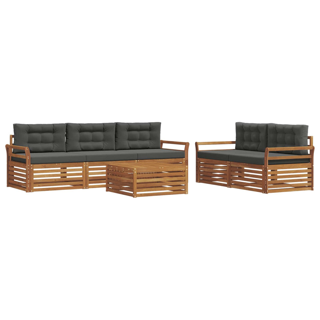 Outdoor-Sofagarnitur mit Kissen 6 pcs Natur und Anthrazit