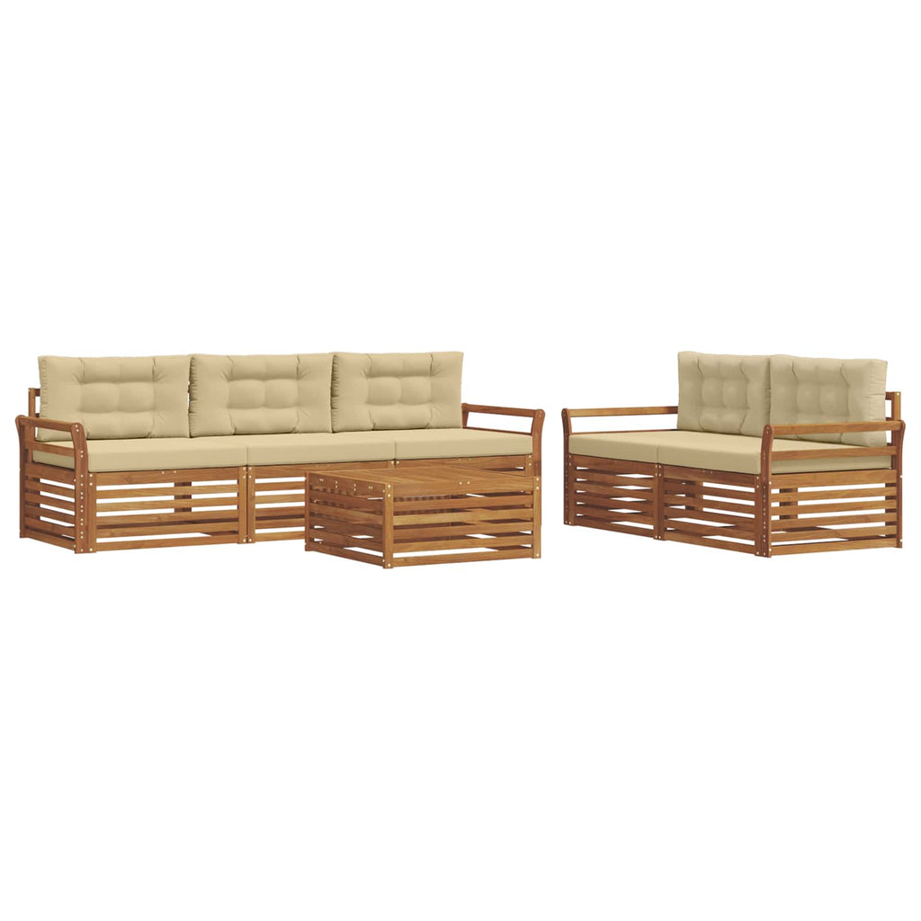 Outdoor-Sofagarnitur mit Kissen 6 pcs Natur und Beige