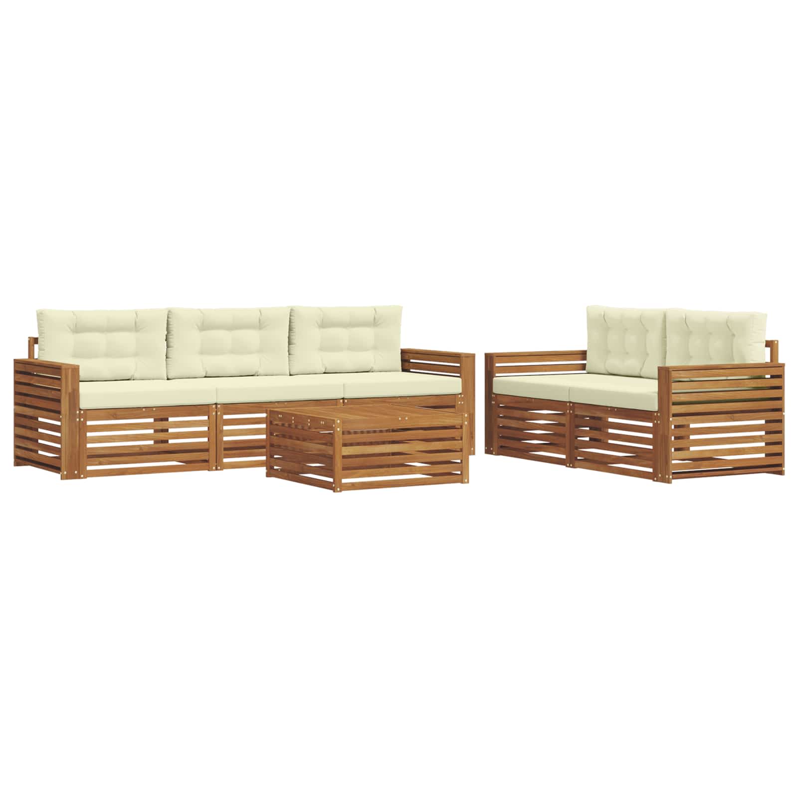 Outdoor-Sofagarnitur mit Kissen 6 pcs Natur und Creme