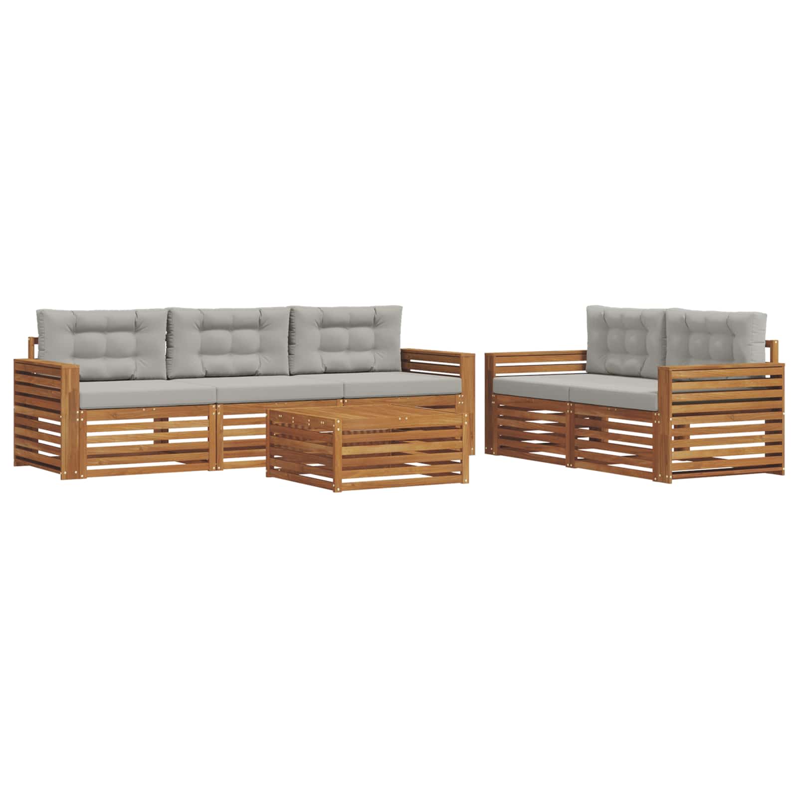 Outdoor-Sofagarnitur mit Kissen 6 pcs Natürlich und Hellgrau
