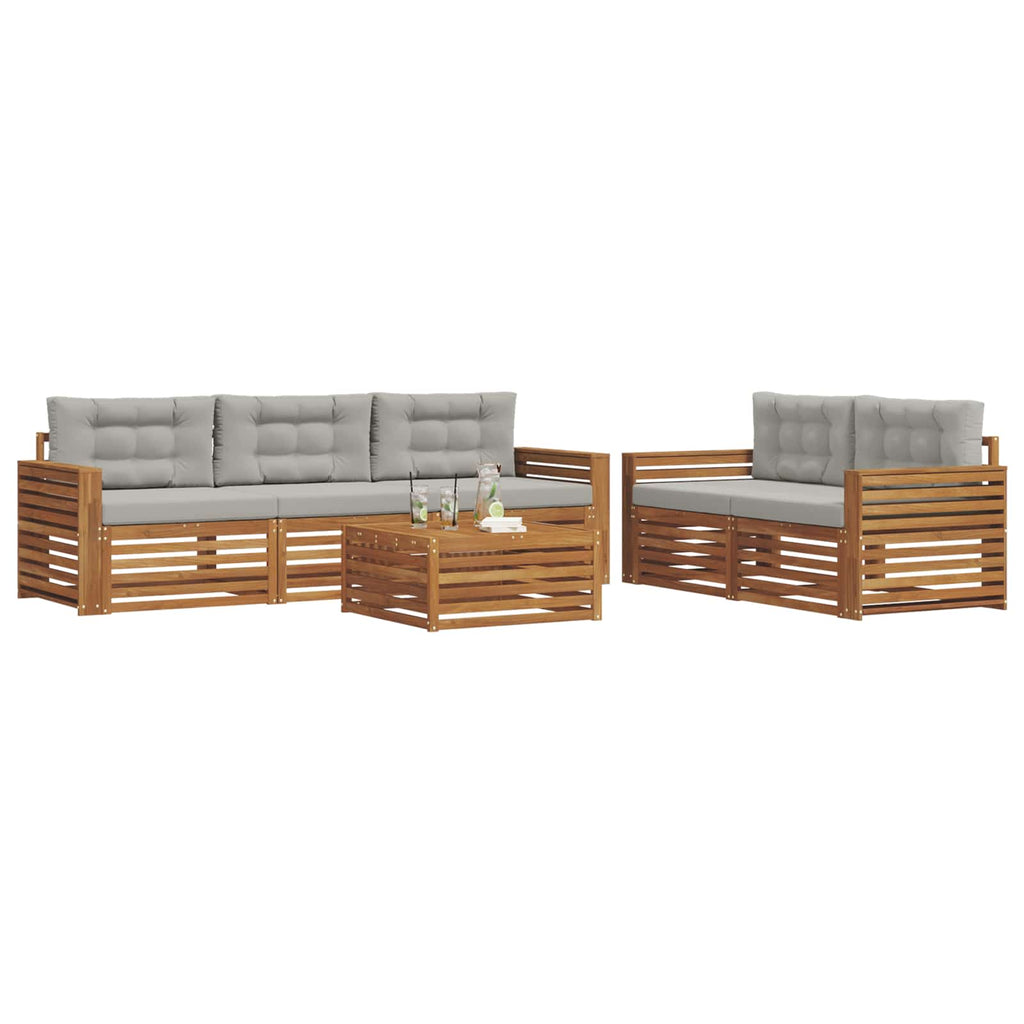 Outdoor-Sofagarnitur mit Kissen 6 pcs Natürlich und Hellgrau