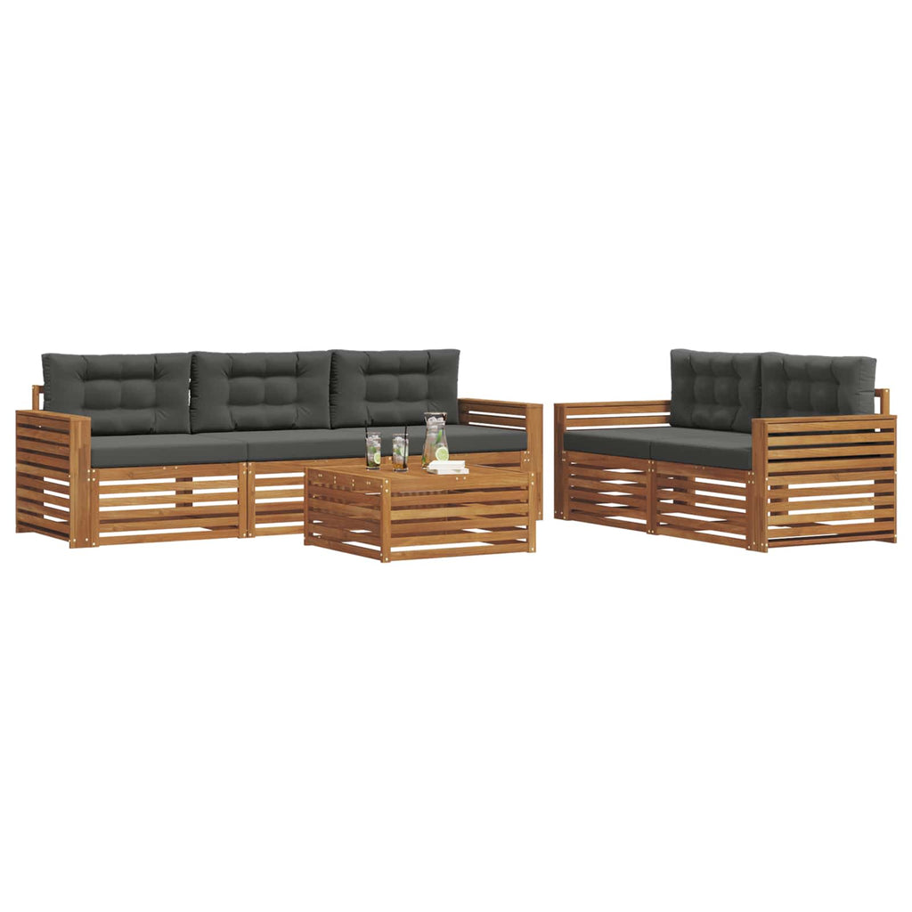 Outdoor-Sofagarnitur mit Kissen 6 pcs Natur und Anthrazit