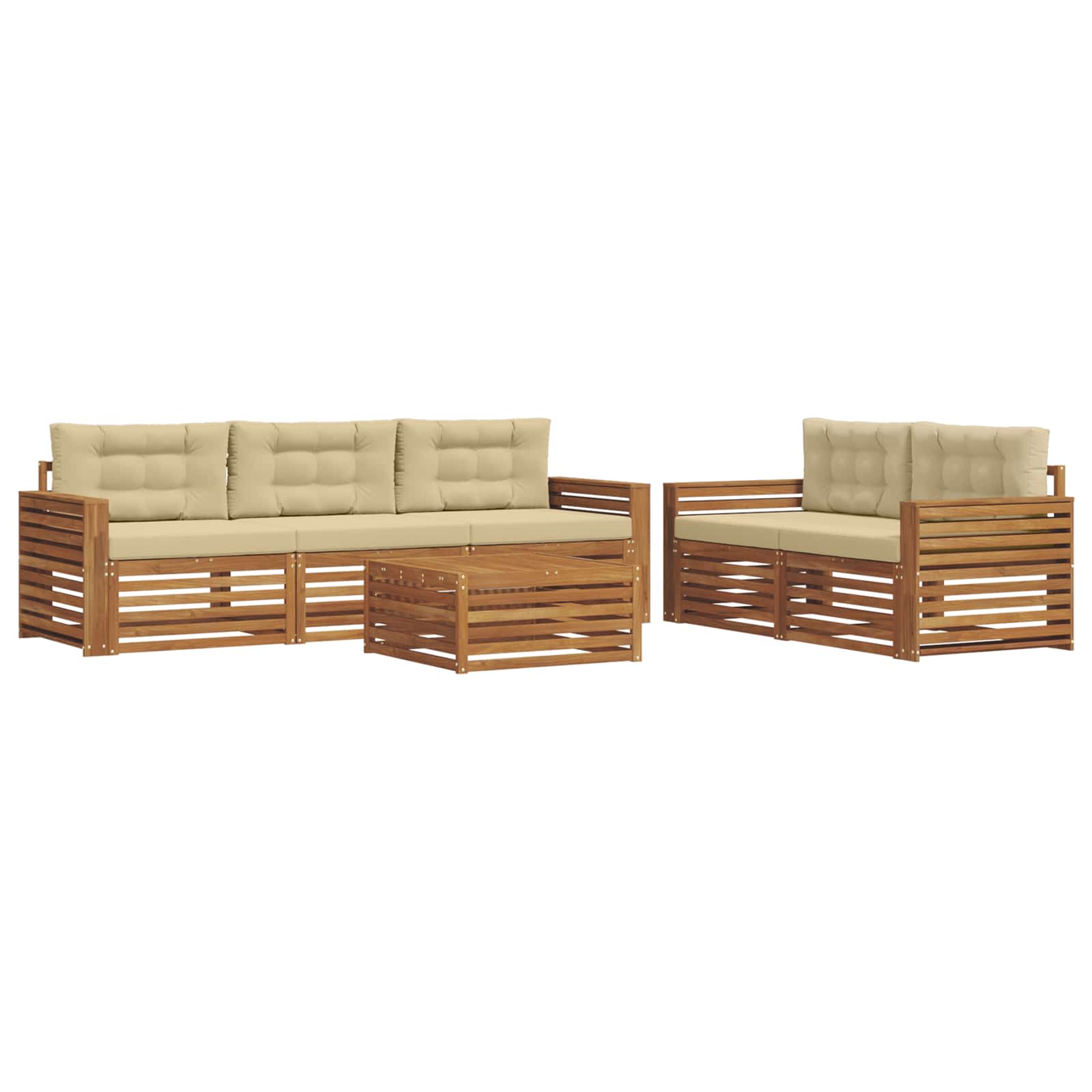 Outdoor-Sofagarnitur mit Kissen 6 pcs Natur und Beige