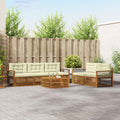 Outdoor-Sofagarnitur mit Kissen 6 pcs Natur und Creme