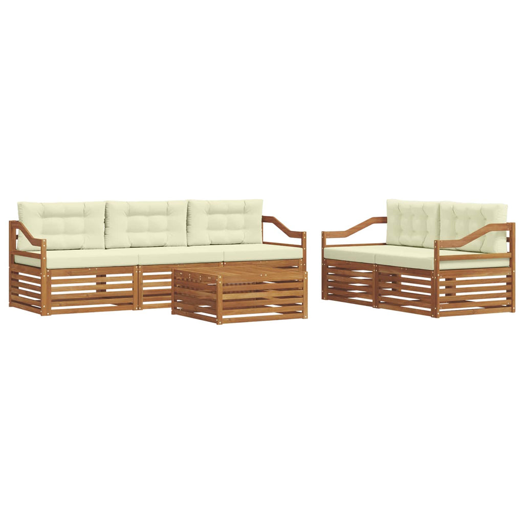 Outdoor-Sofagarnitur mit Kissen 6 pcs Natur und Creme
