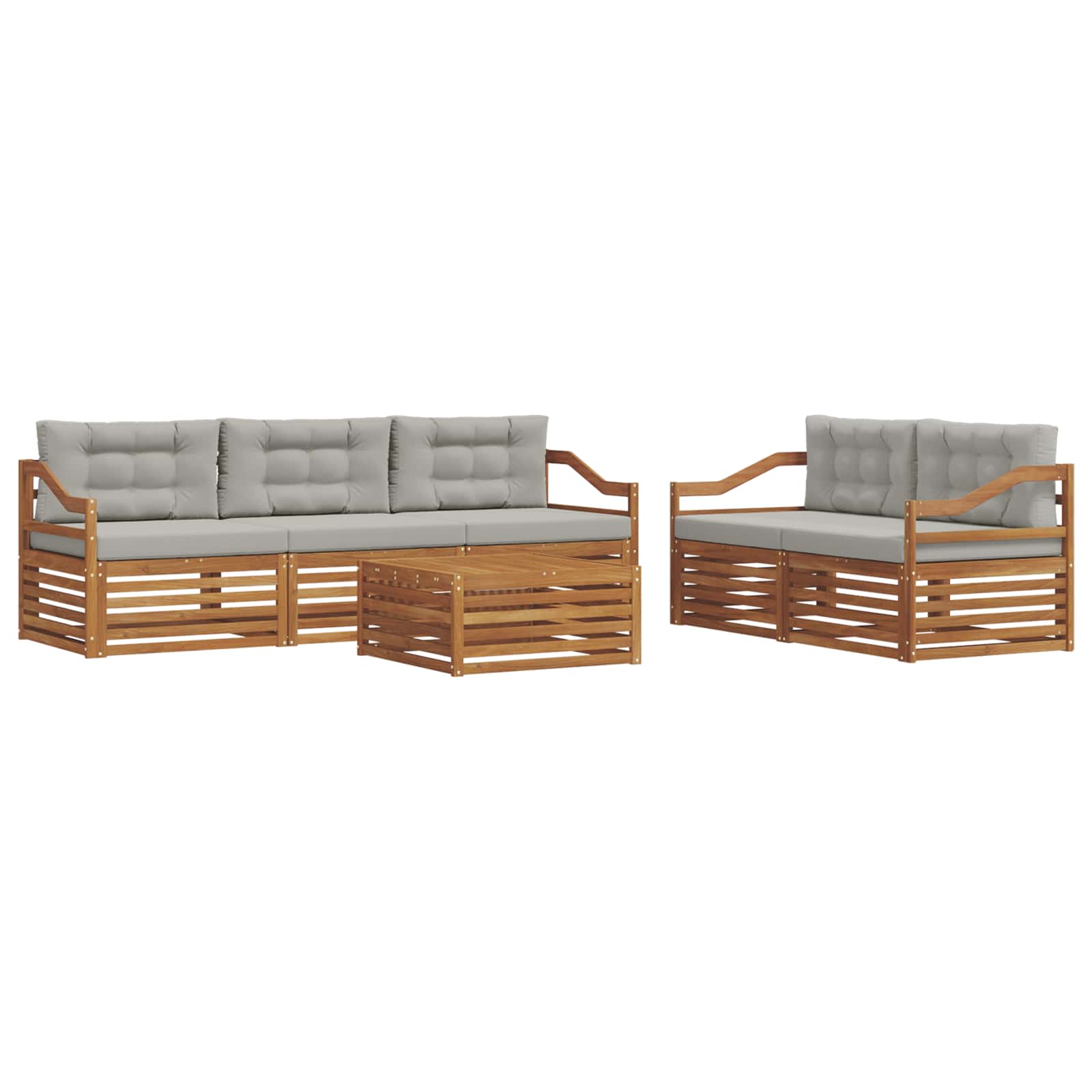 Outdoor-Sofagarnitur mit Kissen 6 pcs Natürlich und Hellgrau