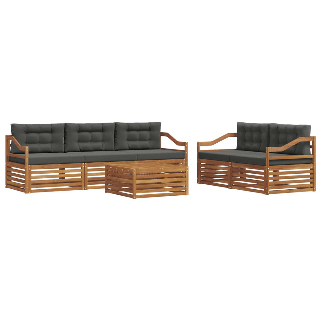Outdoor-Sofagarnitur mit Kissen 6 pcs Natur und Anthrazit