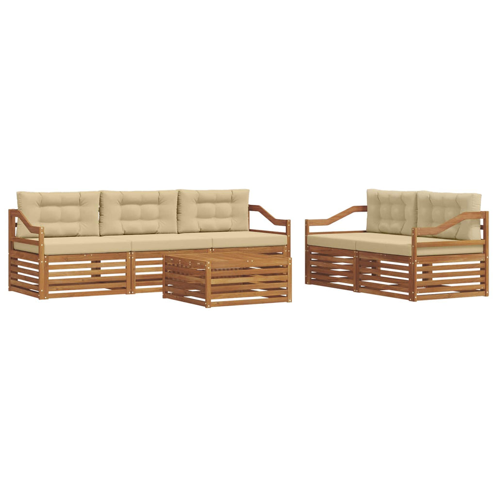 Outdoor-Sofagarnitur mit Kissen 6 pcs Natur und Beige