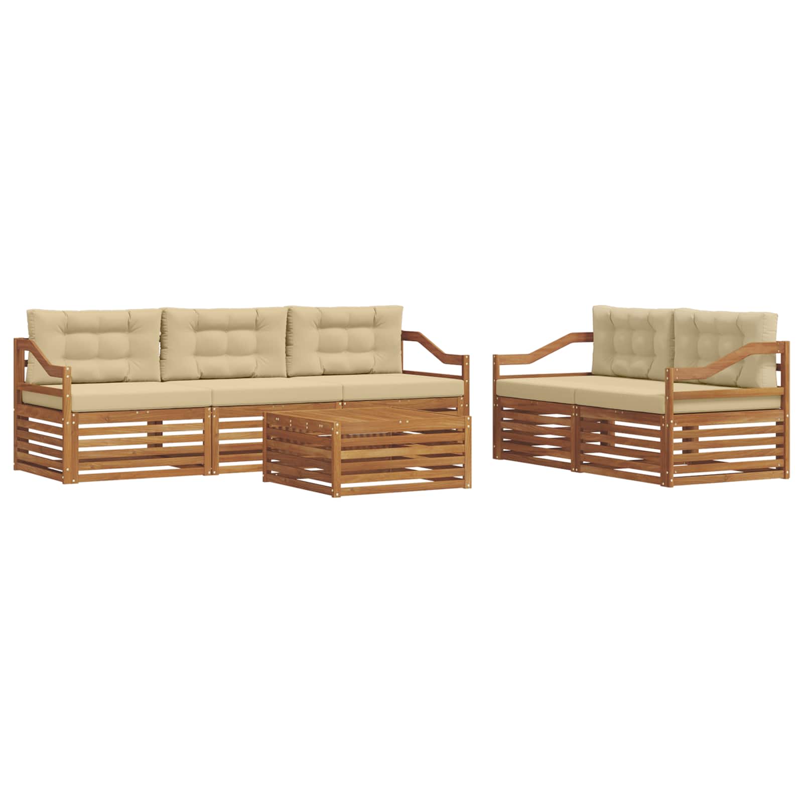 Outdoor-Sofagarnitur mit Kissen 6 pcs Natur und Beige