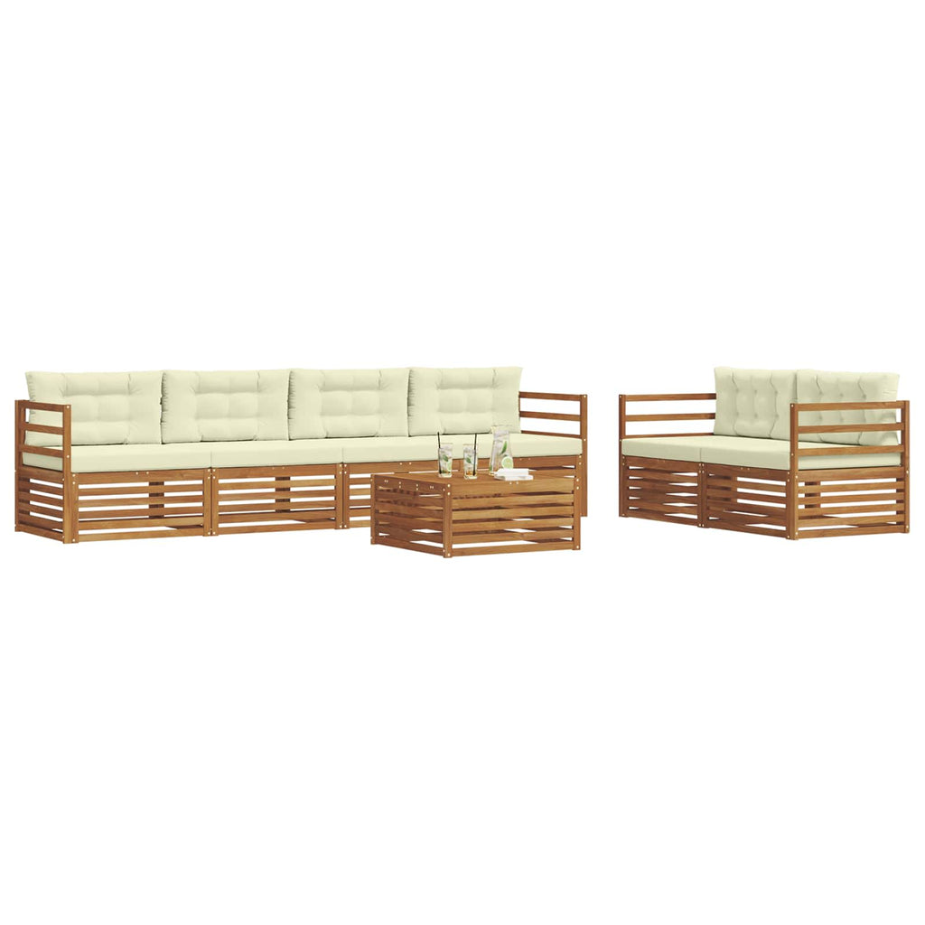 Outdoor-Sofagarnitur mit Kissen 7 pcs Natur und Creme
