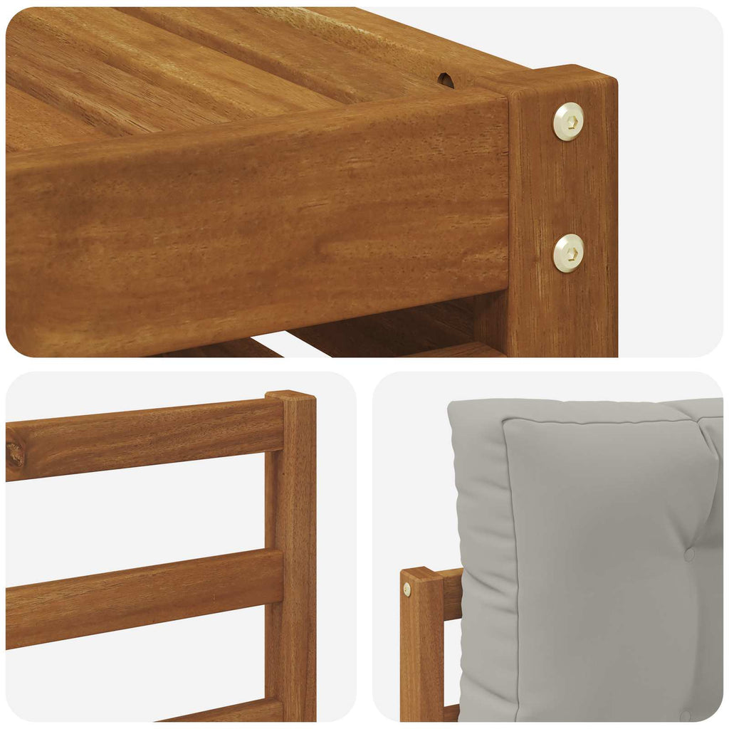 Outdoor-Sofagarnitur mit Kissen 7 pcs Natürlich und Hellgrau