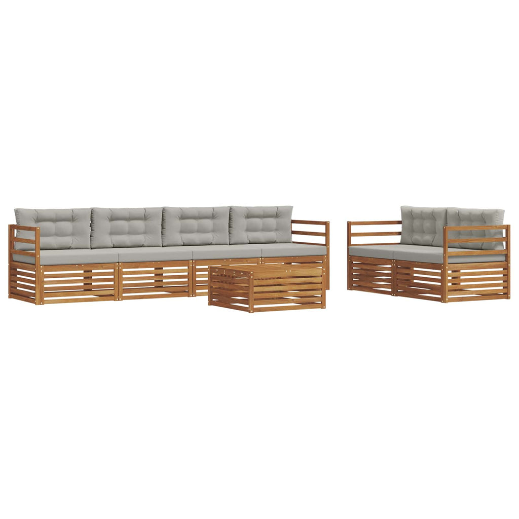 Outdoor-Sofagarnitur mit Kissen 7 pcs Natürlich und Hellgrau