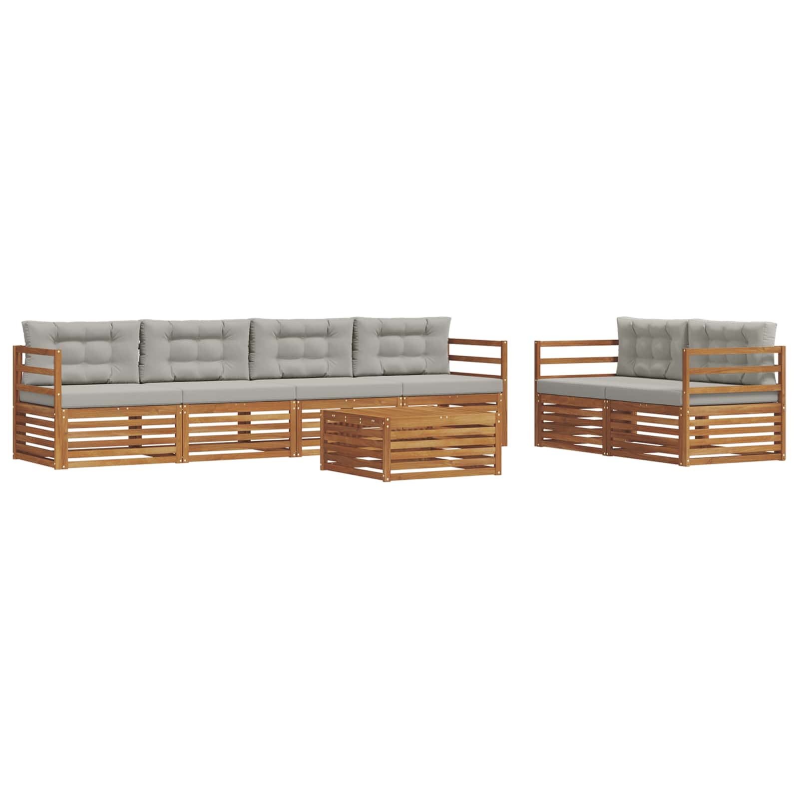 Outdoor-Sofagarnitur mit Kissen 7 pcs Natürlich und Hellgrau