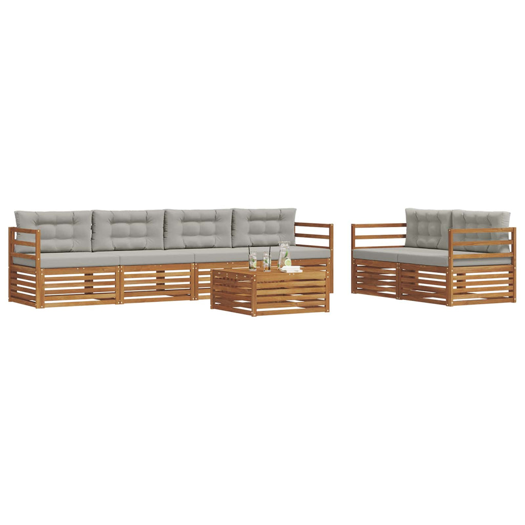 Outdoor-Sofagarnitur mit Kissen 7 pcs Natürlich und Hellgrau