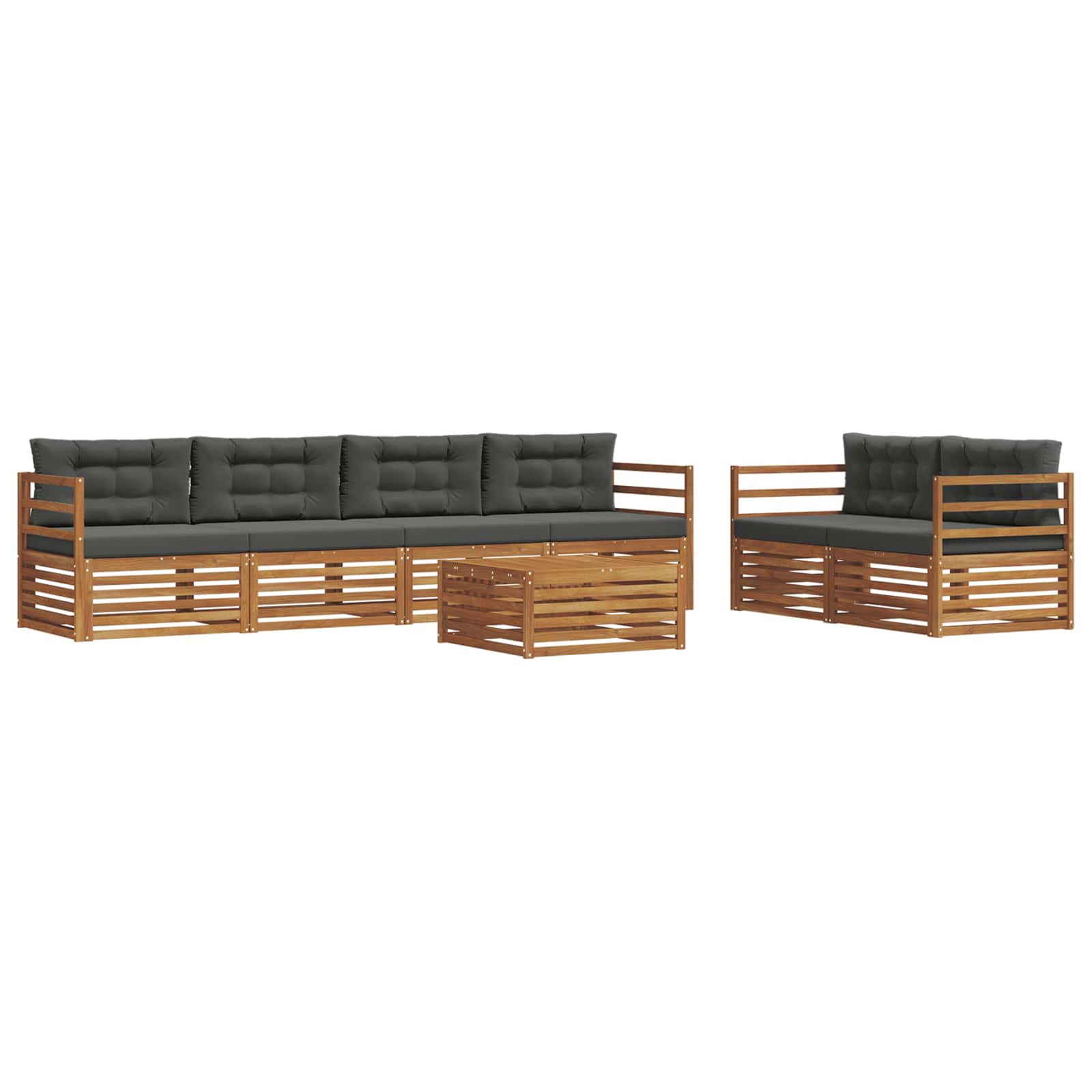 Outdoor-Sofagarnitur mit Kissen 7 pcs Natur und Anthrazit