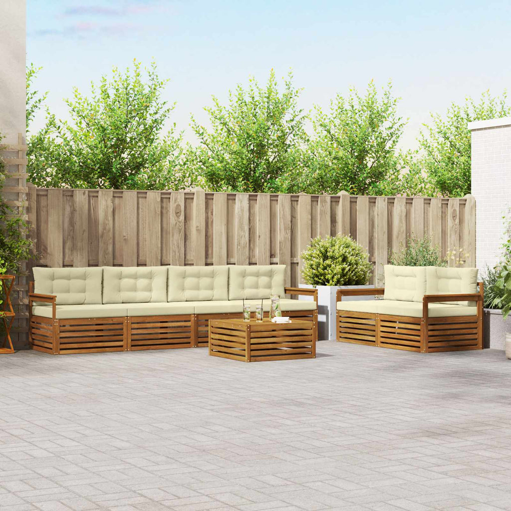 Outdoor-Sofagarnitur mit Kissen 7 pcs Natur und Creme