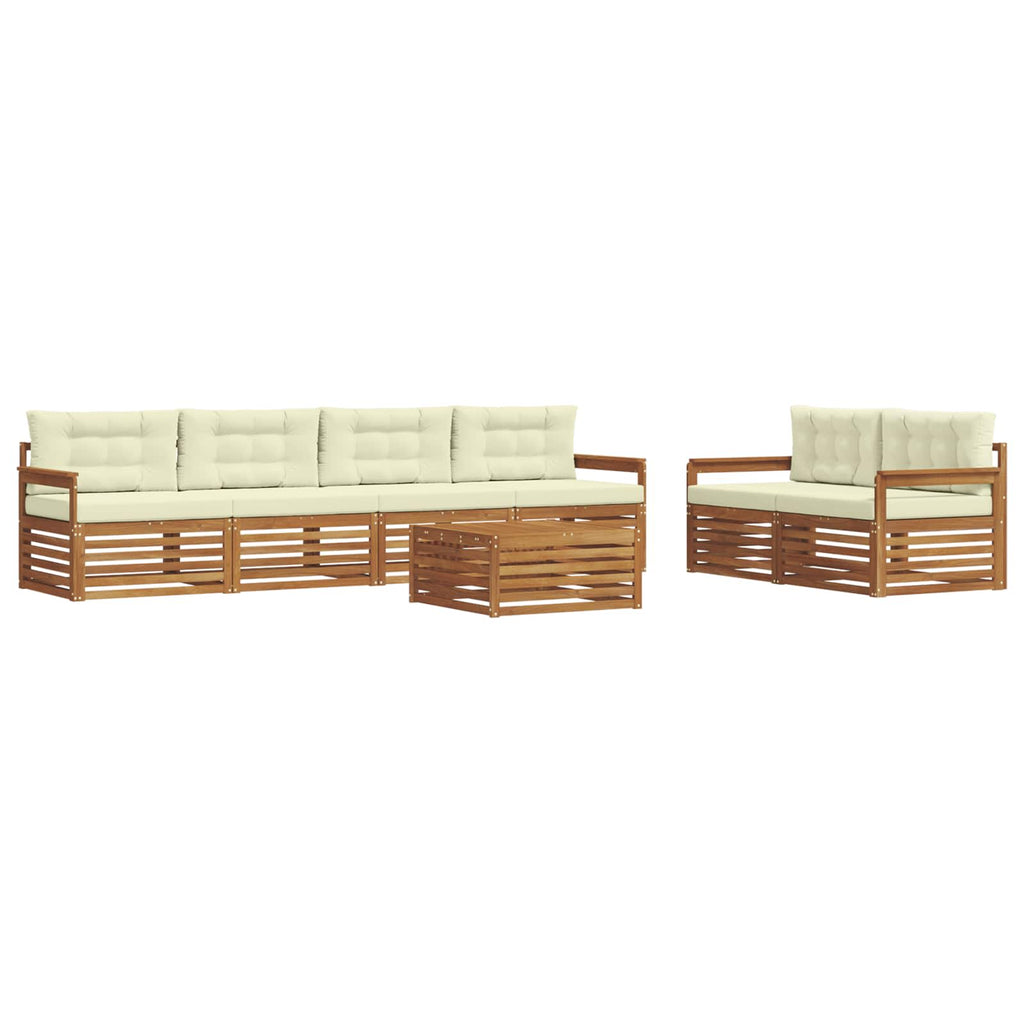 Outdoor-Sofagarnitur mit Kissen 7 pcs Natur und Creme