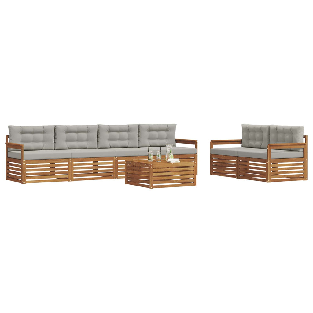 Outdoor-Sofagarnitur mit Kissen 7 pcs Natürlich und Hellgrau
