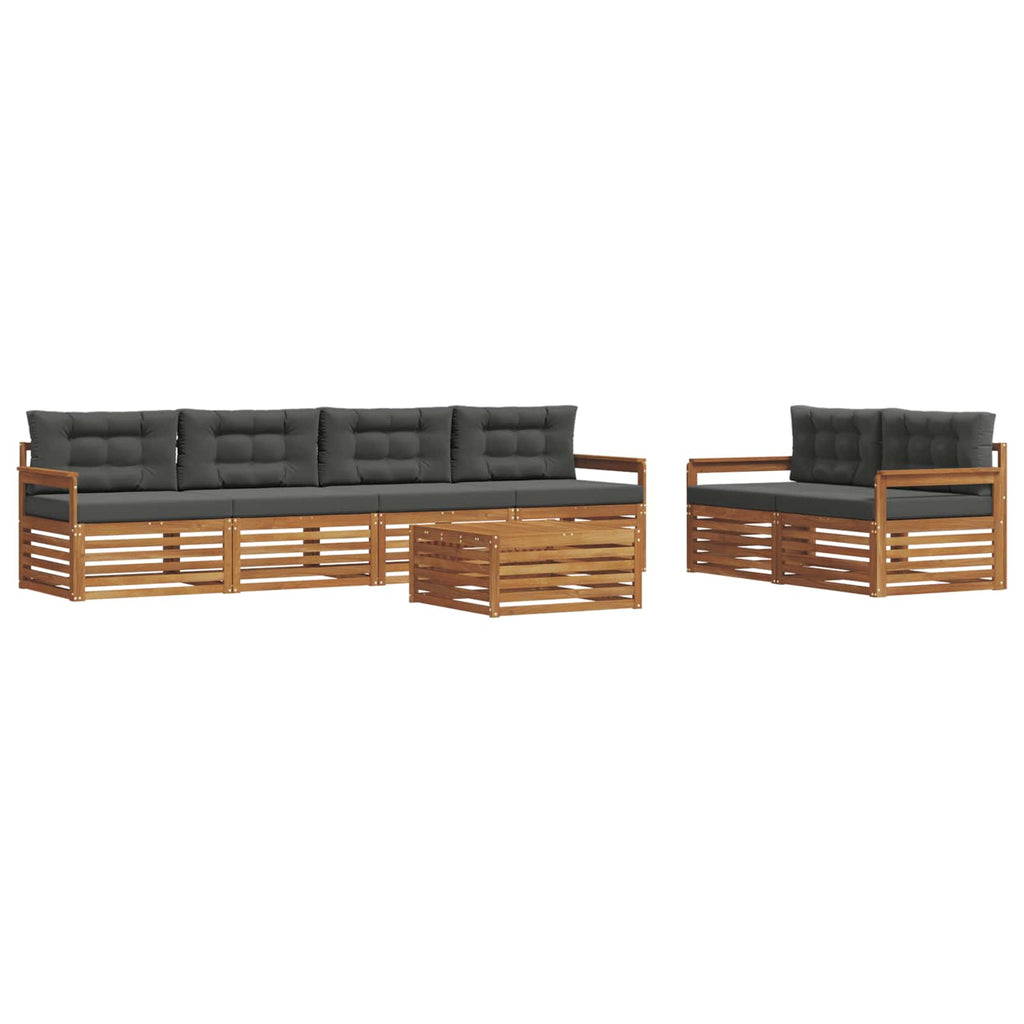 Outdoor-Sofagarnitur mit Kissen 7 pcs Natur und Anthrazit