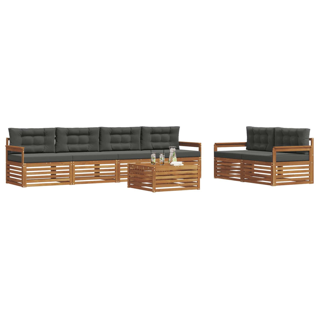 Outdoor-Sofagarnitur mit Kissen 7 pcs Natur und Anthrazit