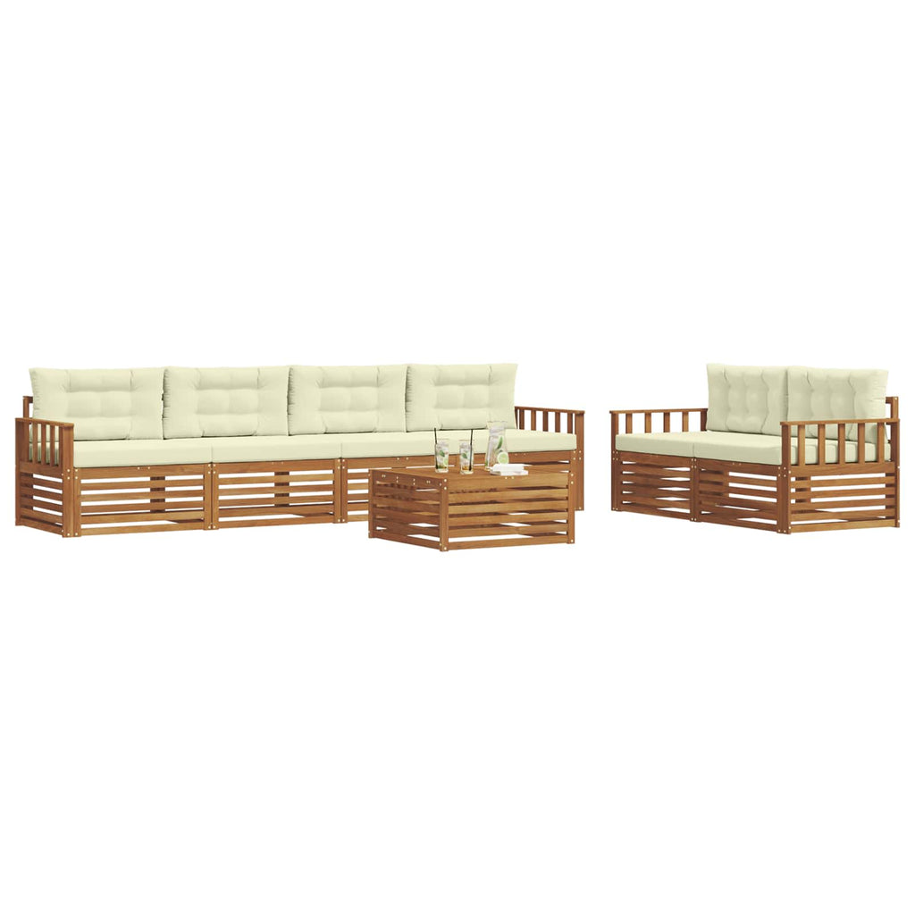 Outdoor-Sofagarnitur mit Kissen 7 pcs Natur und Creme