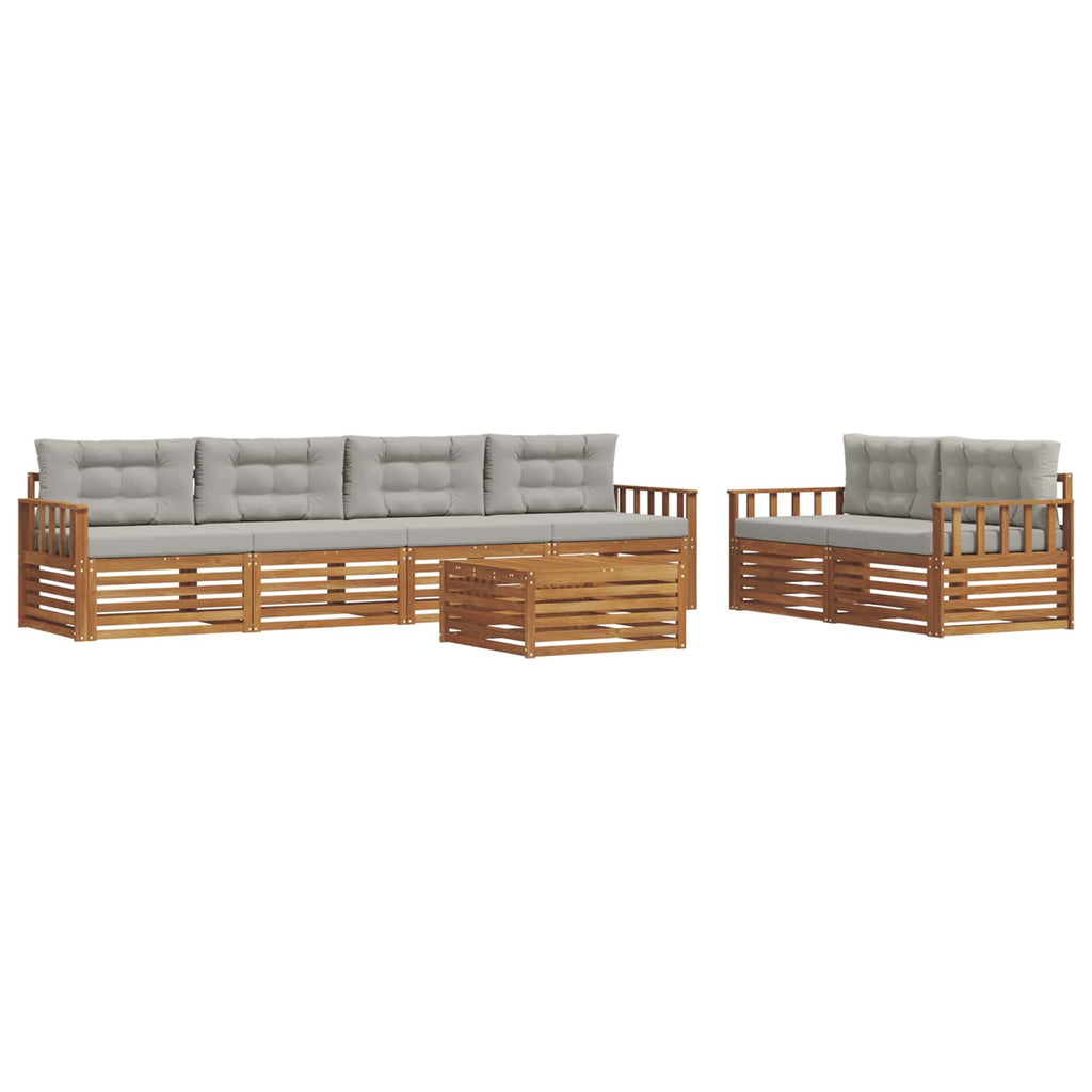 Outdoor-Sofagarnitur mit Kissen 7 pcs Natürlich und Hellgrau