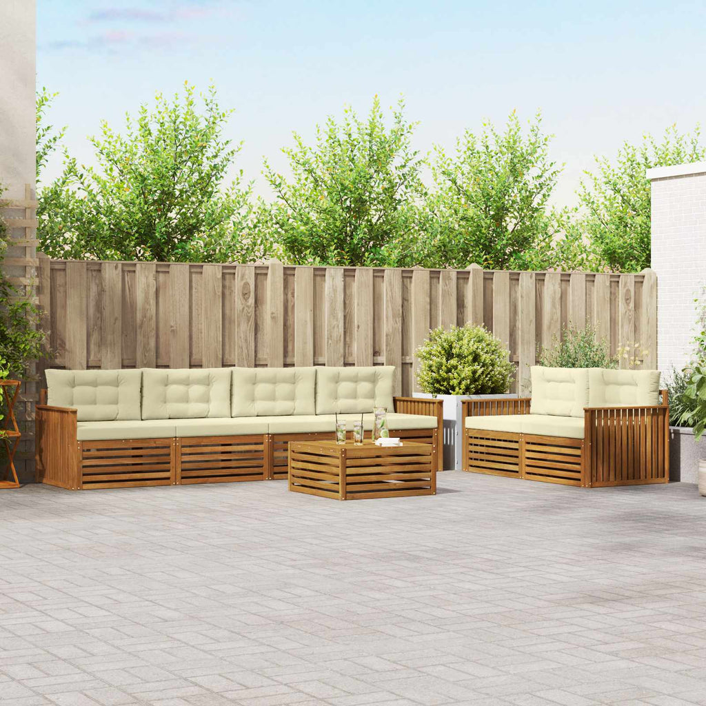 Outdoor-Sofagarnitur mit Kissen 7 pcs Natur und Creme