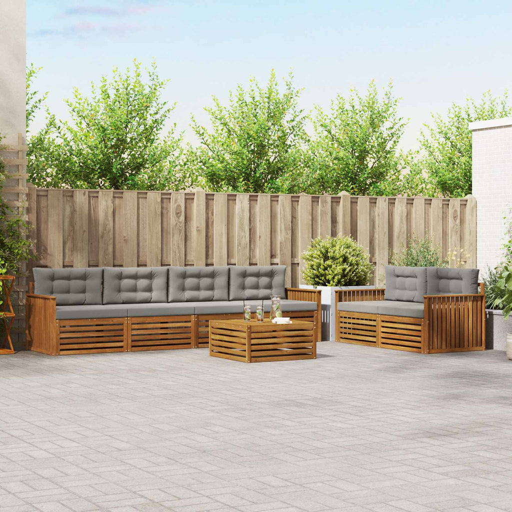 Outdoor-Sofagarnitur mit Kissen 7 pcs Natürlich und Hellgrau