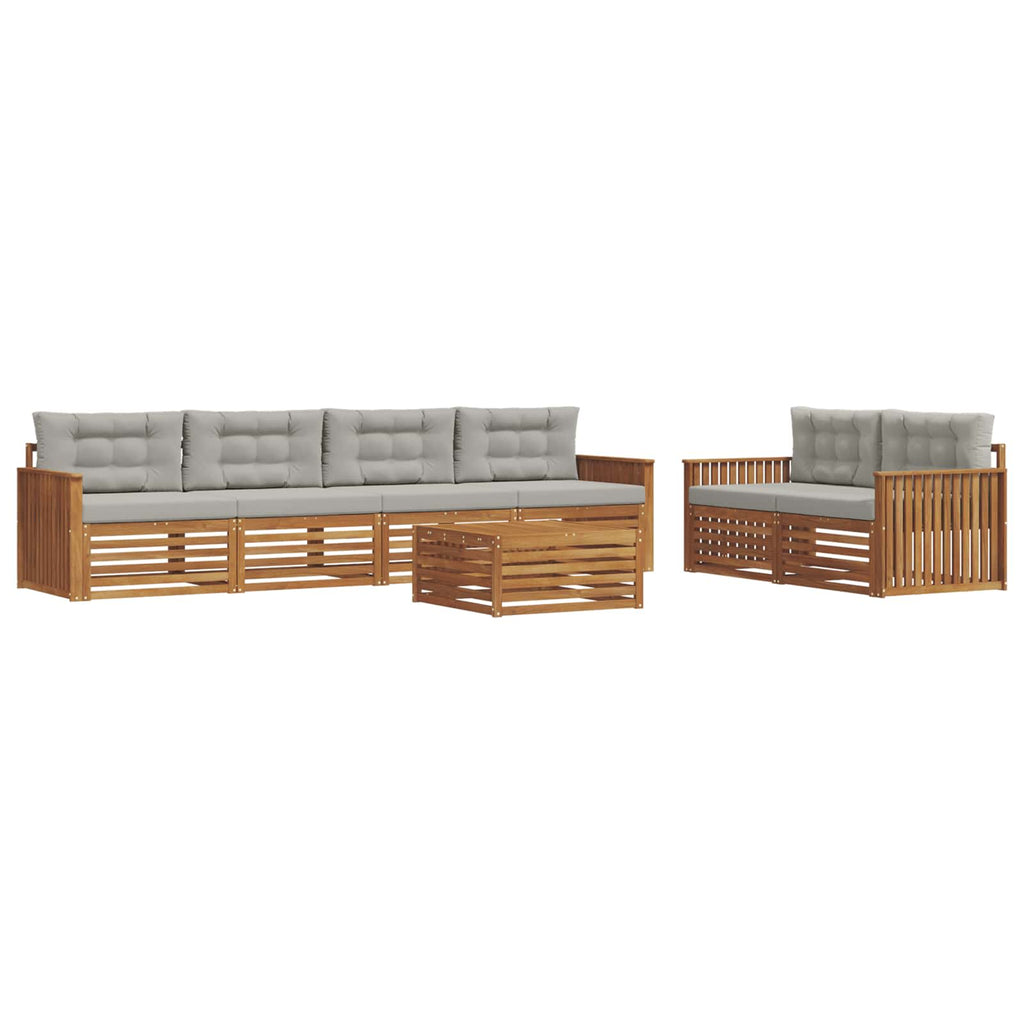 Outdoor-Sofagarnitur mit Kissen 7 pcs Natürlich und Hellgrau