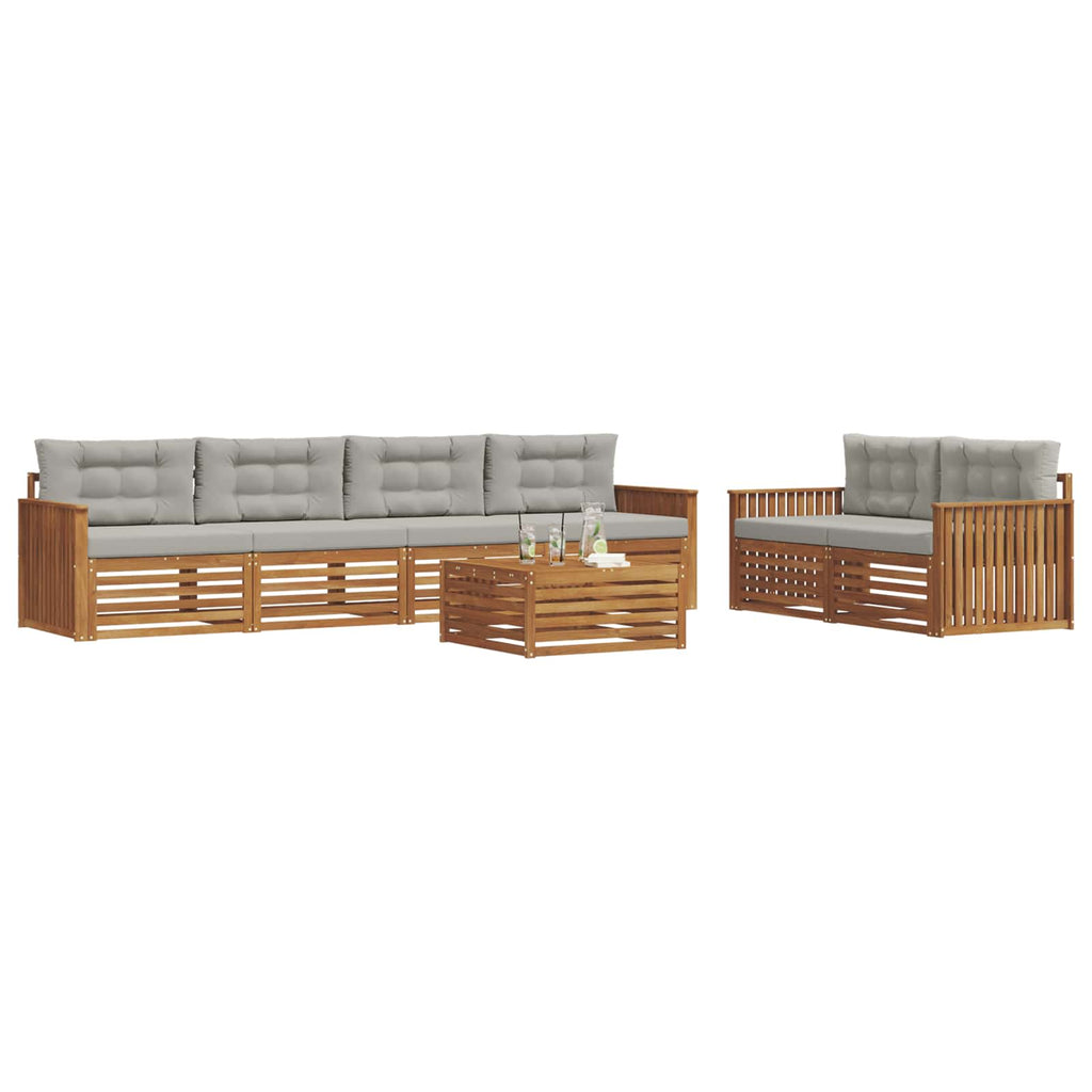 Outdoor-Sofagarnitur mit Kissen 7 pcs Natürlich und Hellgrau