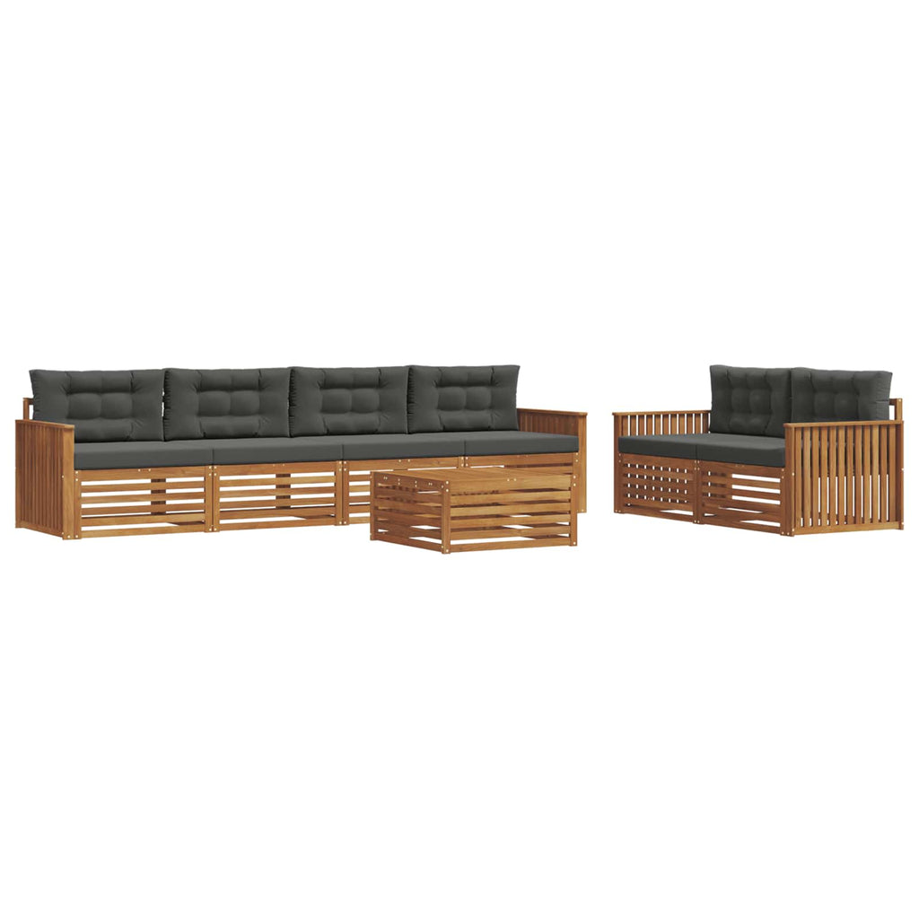 Outdoor-Sofagarnitur mit Kissen 7 pcs Natur und Anthrazit