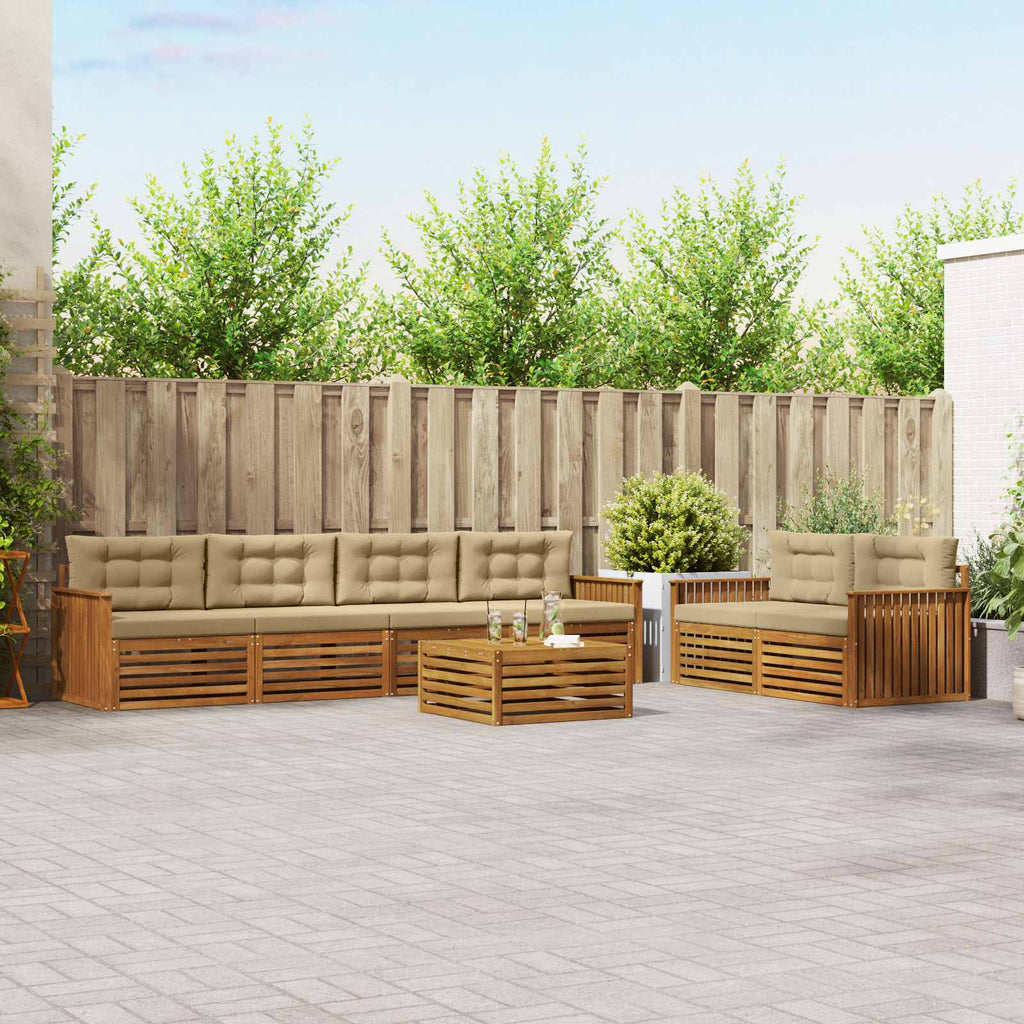 Outdoor-Sofagarnitur mit Kissen 7 pcs Natur und Beige
