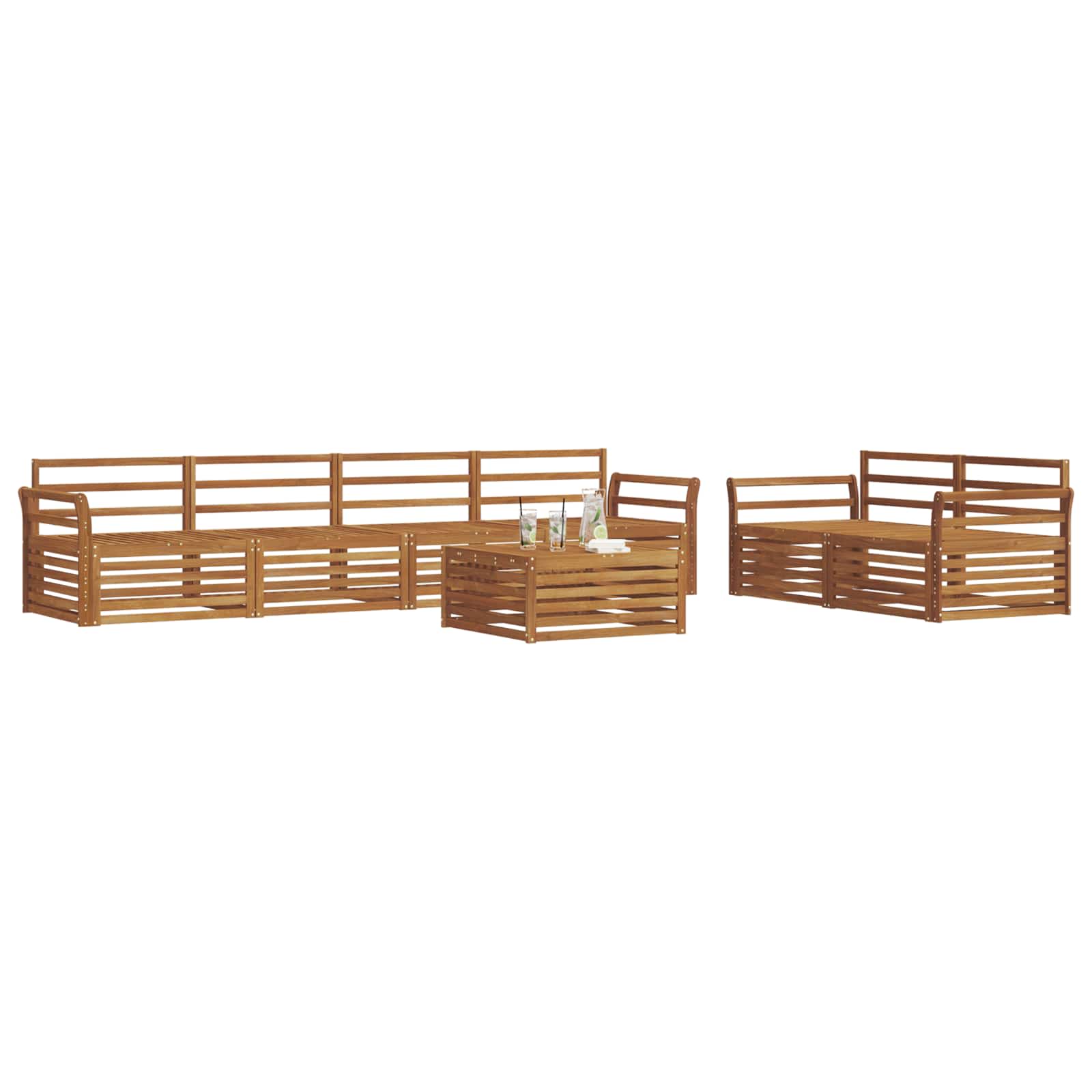 Outdoor-Sofagarnitur 7 pcs Natur Massivholz Akazie