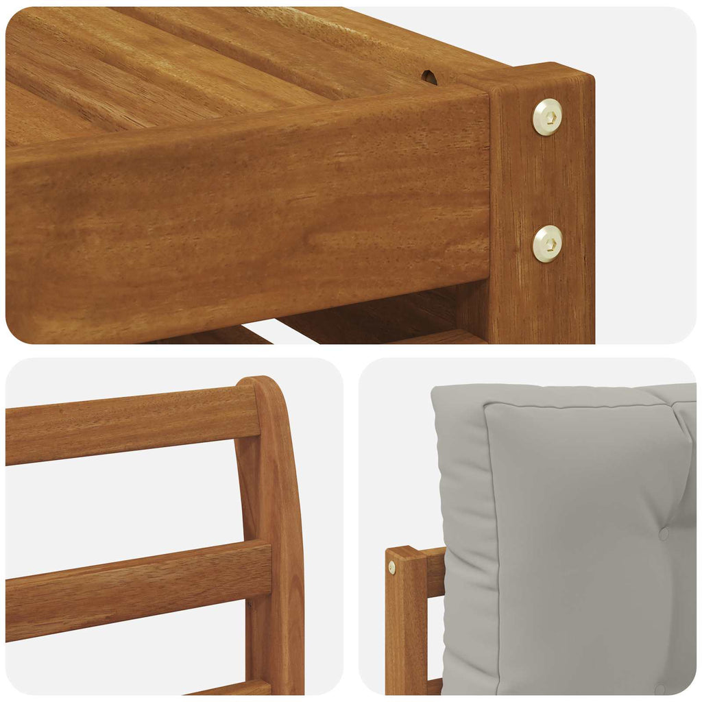 Outdoor-Sofagarnitur mit Kissen 7 pcs Natürlich und Hellgrau