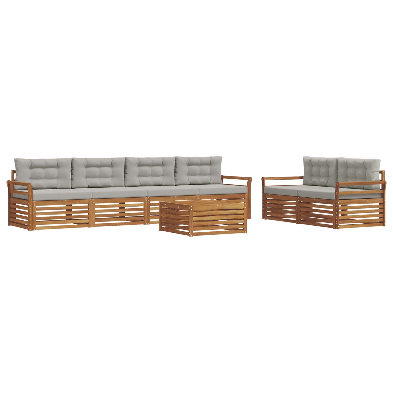 Outdoor-Sofagarnitur mit Kissen 7 pcs Natürlich und Hellgrau