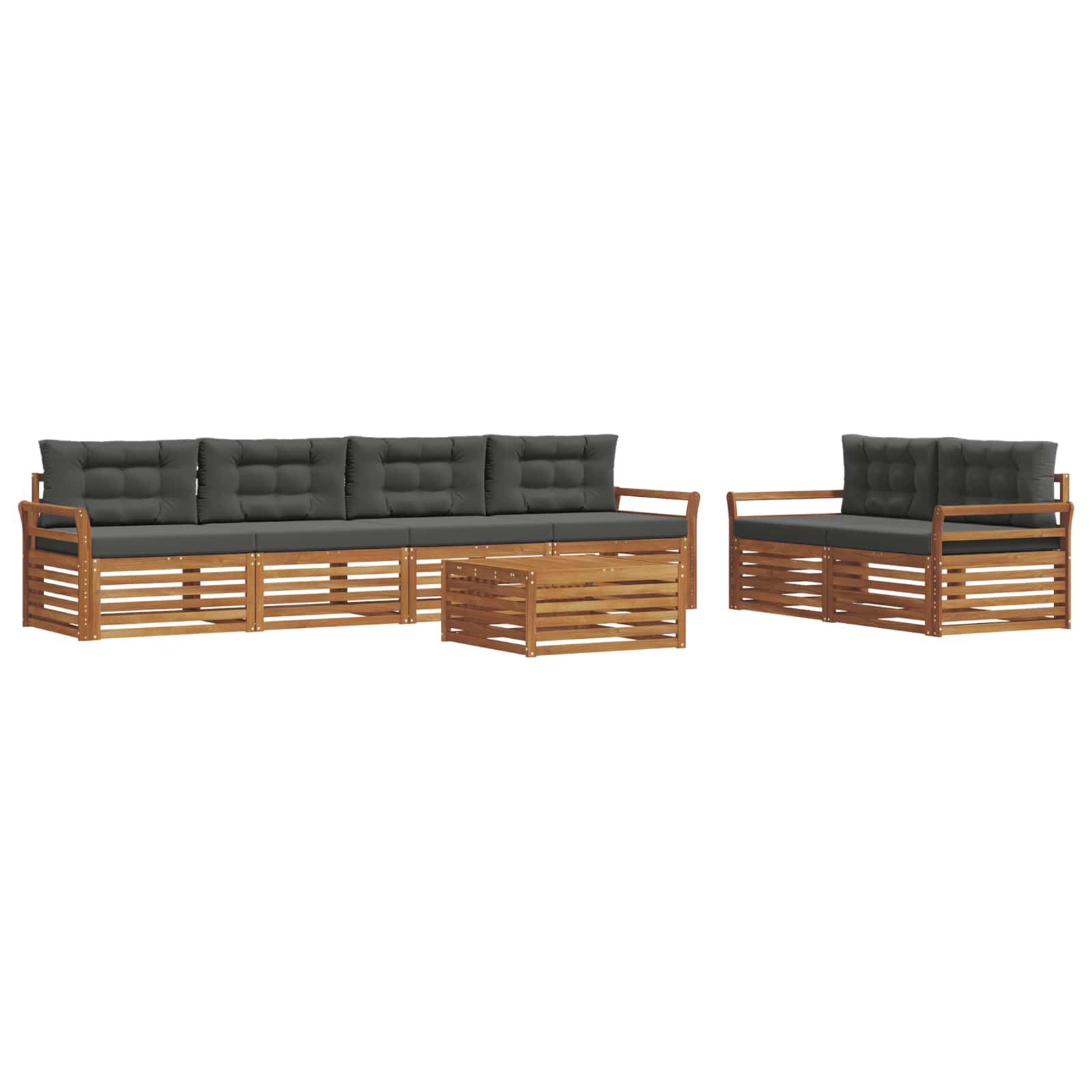 Outdoor-Sofagarnitur mit Kissen 7 pcs Natur und Anthrazit