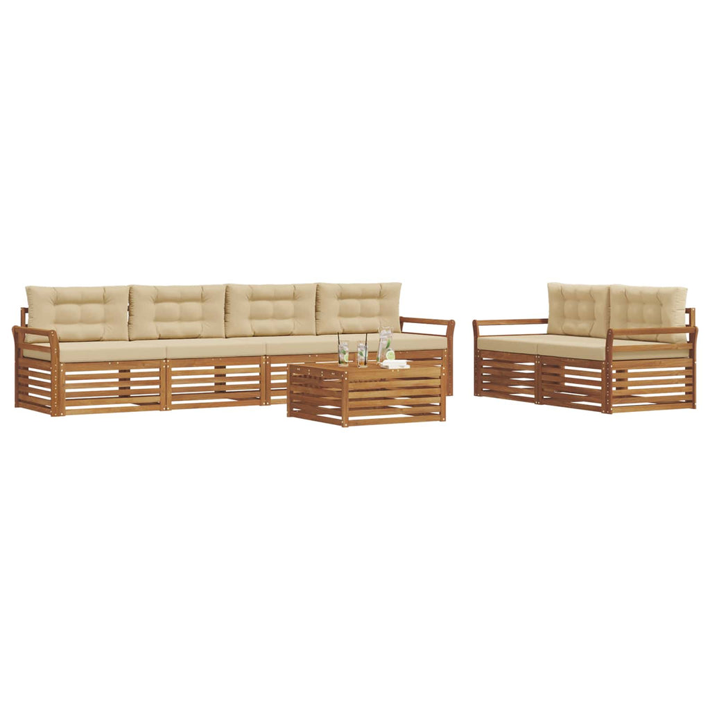 Outdoor-Sofagarnitur mit Kissen 7 pcs Natur und Beige
