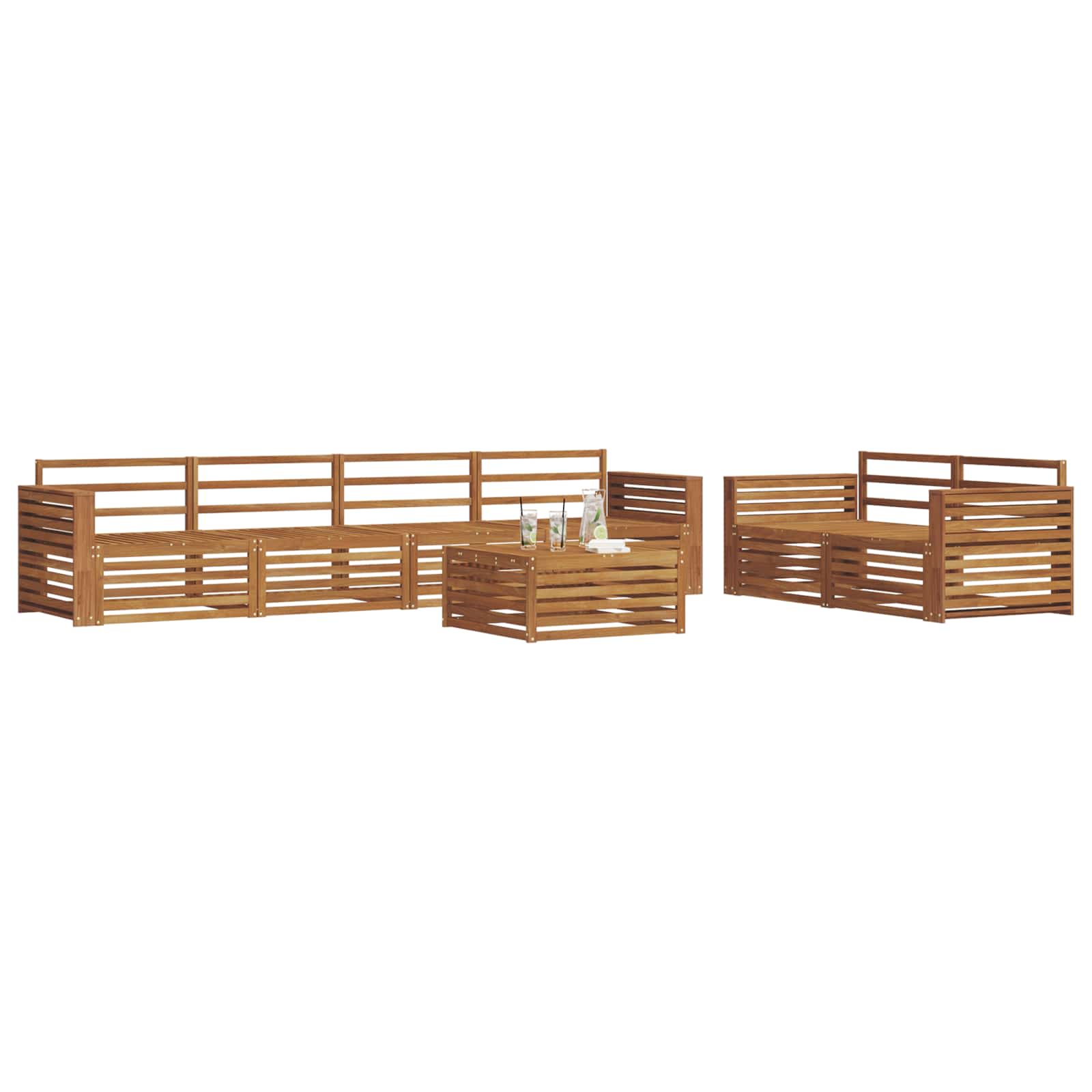Outdoor-Sofagarnitur 7 pcs Natur Massivholz Akazie