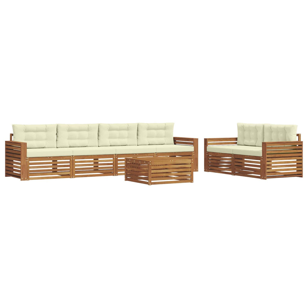 Outdoor-Sofagarnitur mit Kissen 7 pcs Natur und Creme